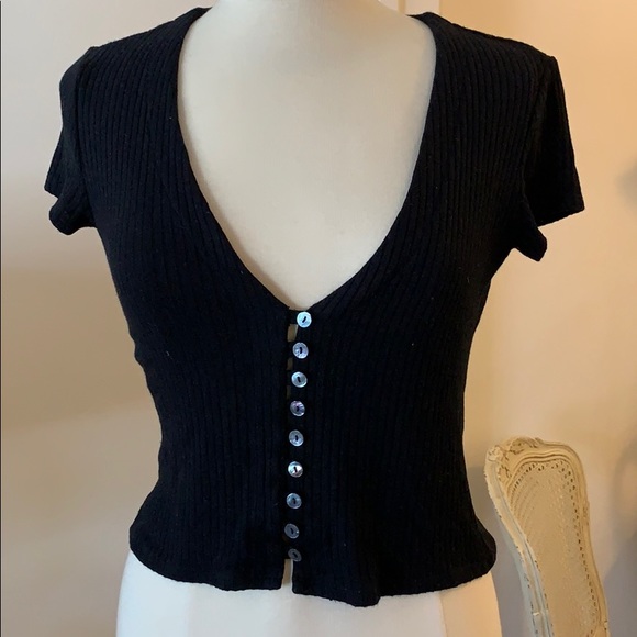 Reformation Tops - Reformation Cropped Ripped button top